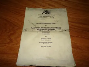 Bell 206 Helicopter Shoulder Harness Restraint Install Instructions 206-933-100